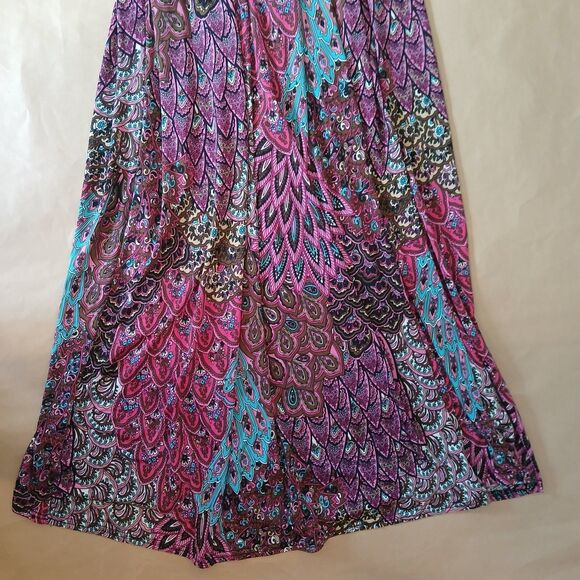 Shoreline Maxi Dress Womens L/XL Halter Smocked Back Pink Paisley Beach Artsy - Picture 5 of 9